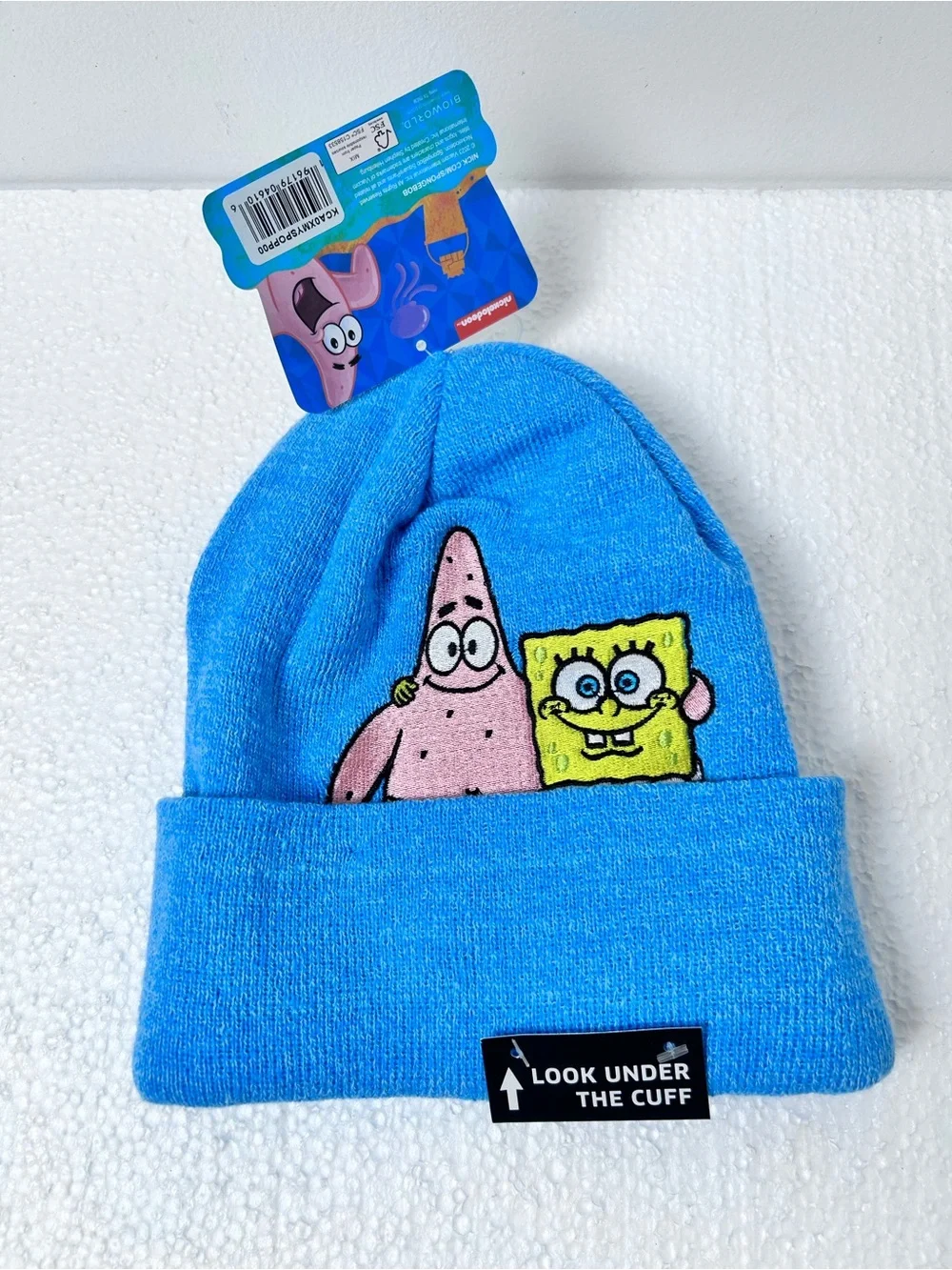 New 🆕 SpongeBob SquarePants Blue Kids Knit Beanie with SpongeBob & Patrick